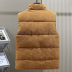 Men's High Collar Padded Corduroy Gilet