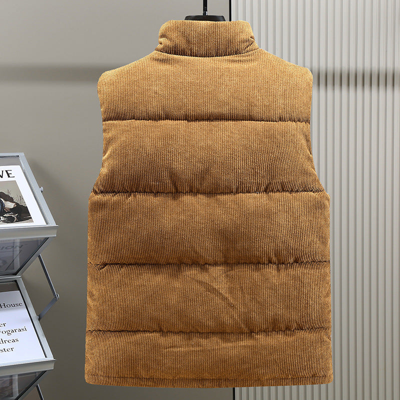 Men's High Collar Padded Corduroy Gilet