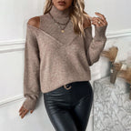 Women's Cold-Shoulder Roll Neck Jumper
