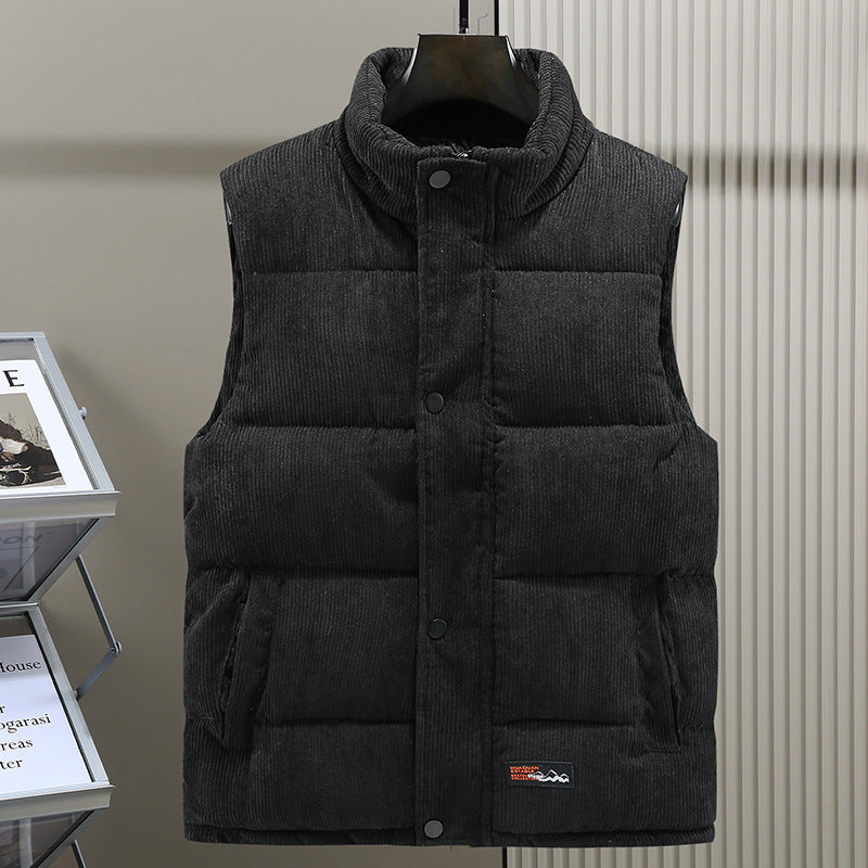 Men's High Collar Padded Corduroy Gilet