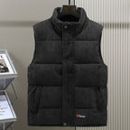 Men's High Collar Padded Corduroy Gilet