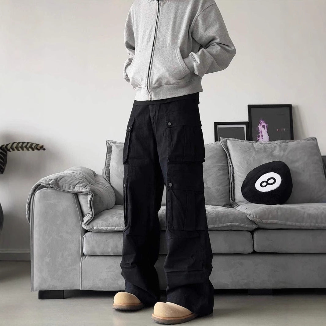 Men's Multi Pocket Wide-Leg Trousers