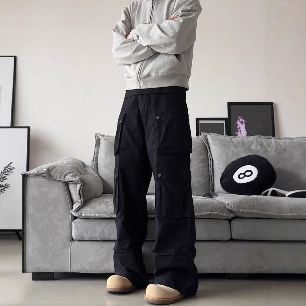 Men's Multi Pocket Wide-Leg Trousers