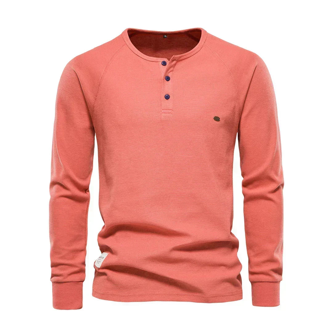 Men's Button Neck Long Sleeve Henley
