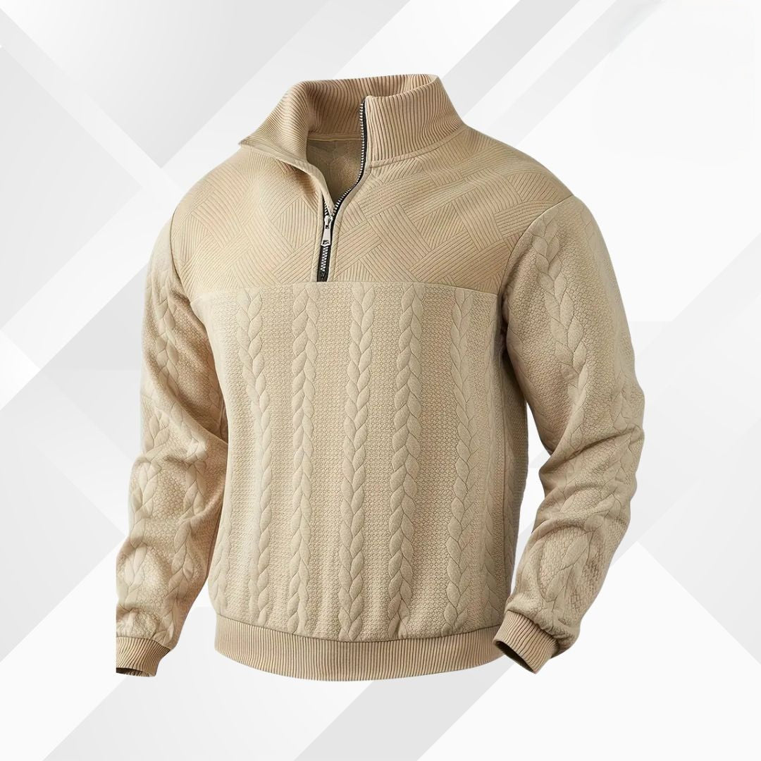 Men's Half Zip Cable Knit Jumper