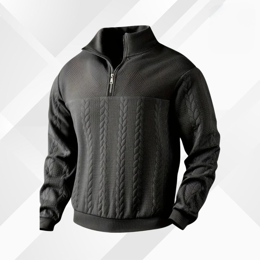 Men's Half Zip Cable Knit Jumper