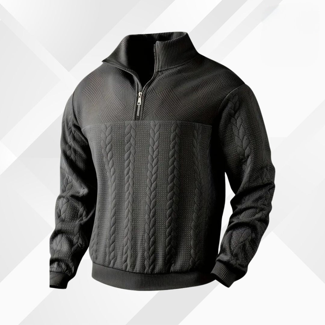 Men's Half Zip Cable Knit Jumper