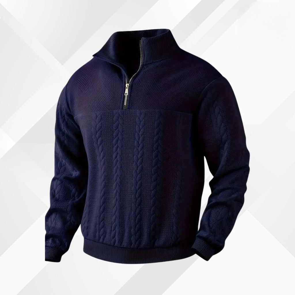 Men's Half Zip Cable Knit Jumper