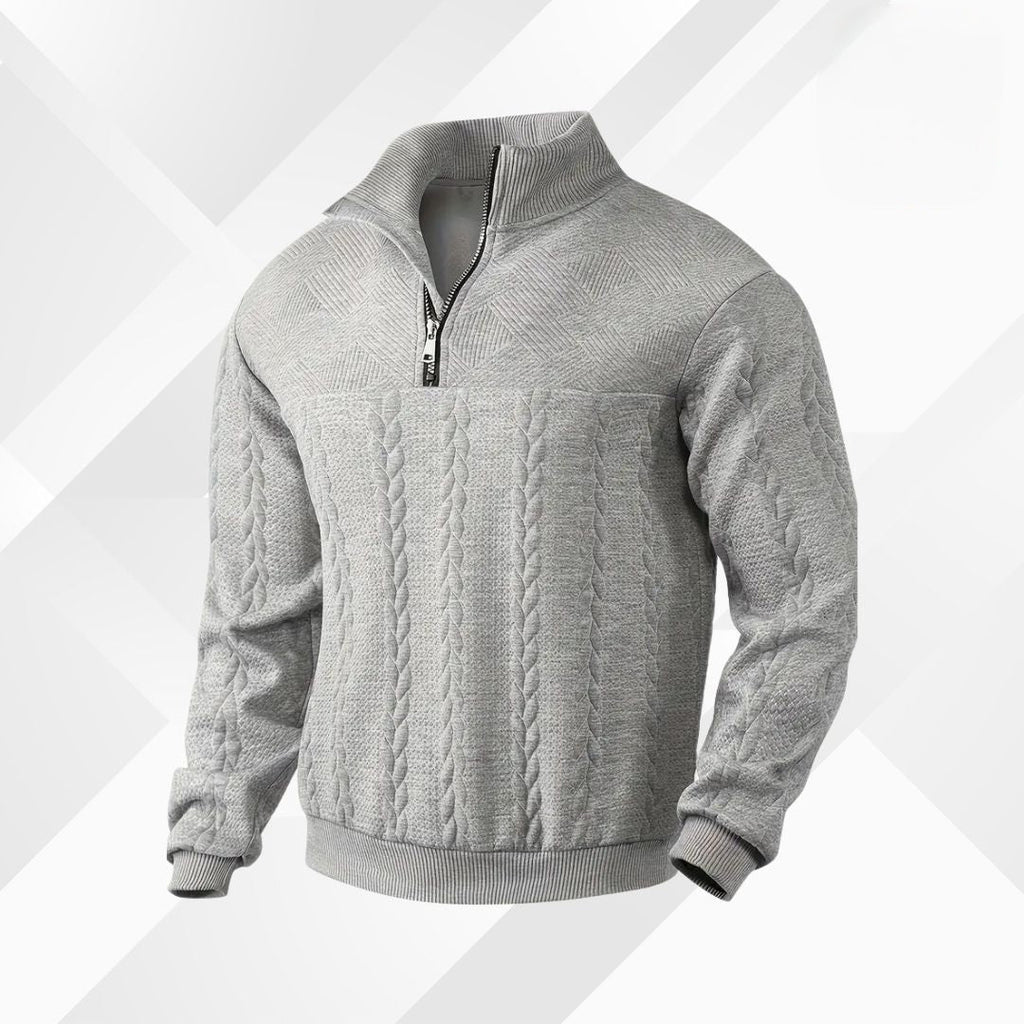 Men's Half Zip Cable Knit Jumper