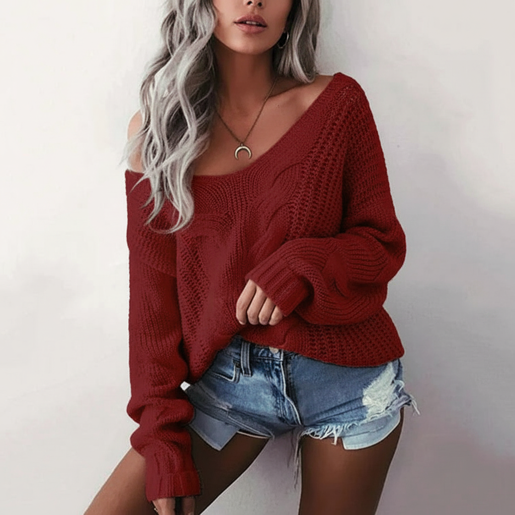 Women's Openwork Cable Knit Jumper