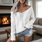 Women's Openwork Cable Knit Jumper