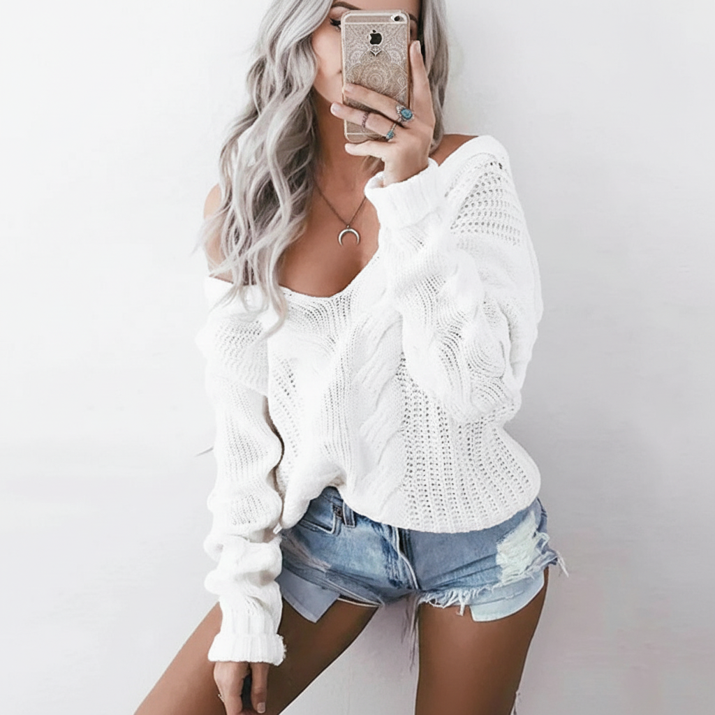 Women's Openwork Cable Knit Jumper