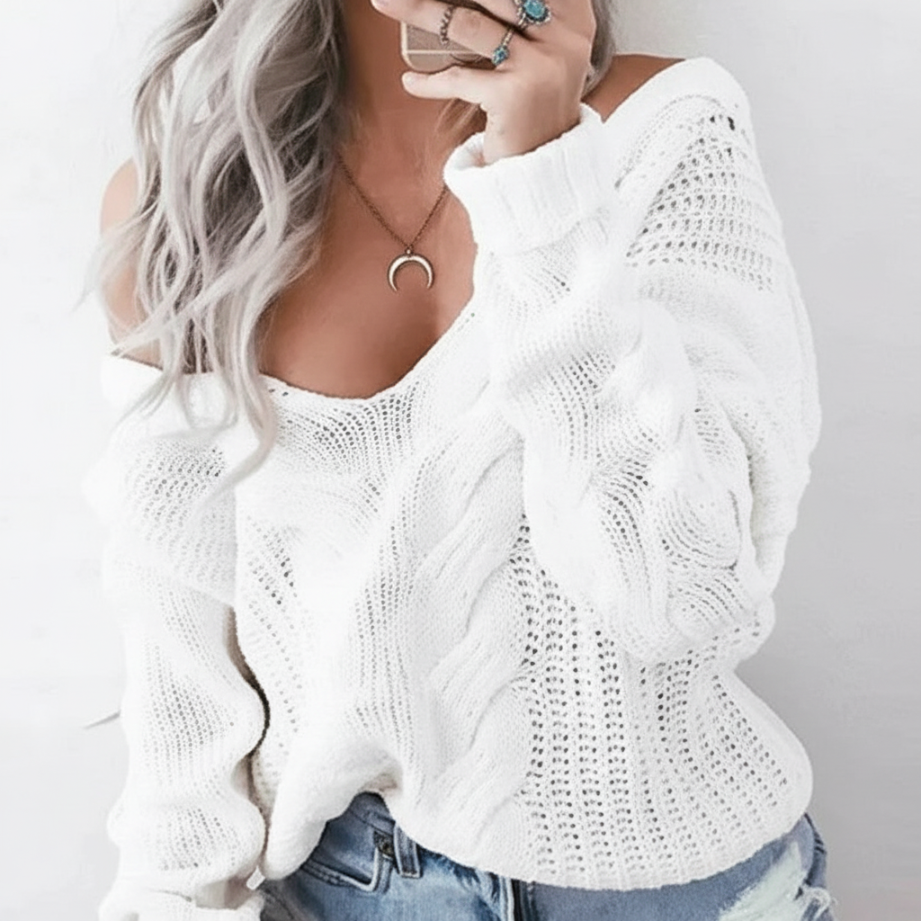 Women's Openwork Cable Knit Jumper