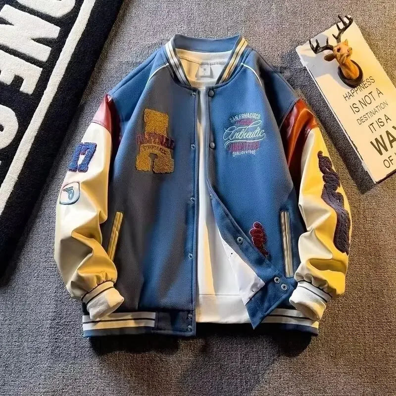 Men's Embroidered Patchwork Streetwear Jacket