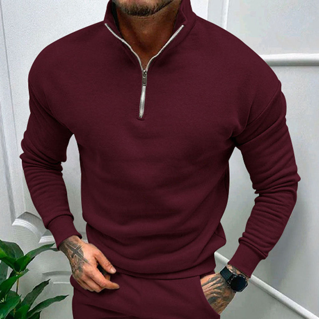 Men's Half Zip Stand Collar Jumper