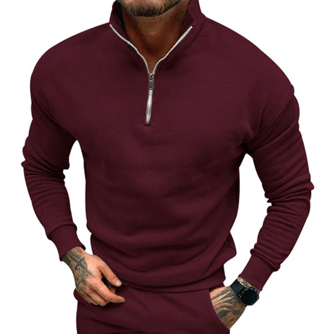 Men's Half Zip Stand Collar Jumper