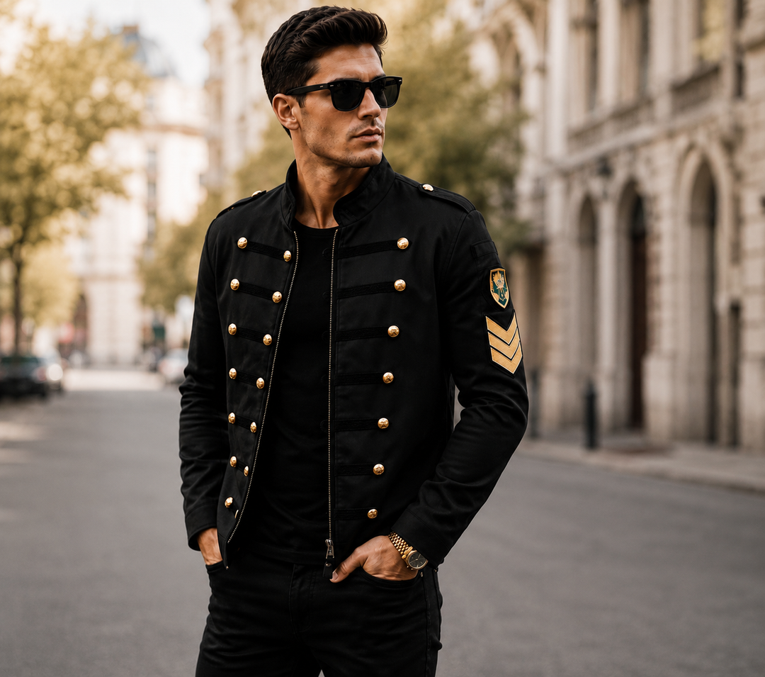 Men's Stand Collar Military Style Jacket
