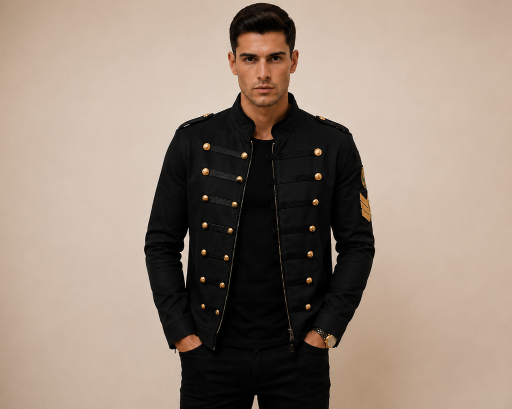 Men's Stand Collar Military Style Jacket