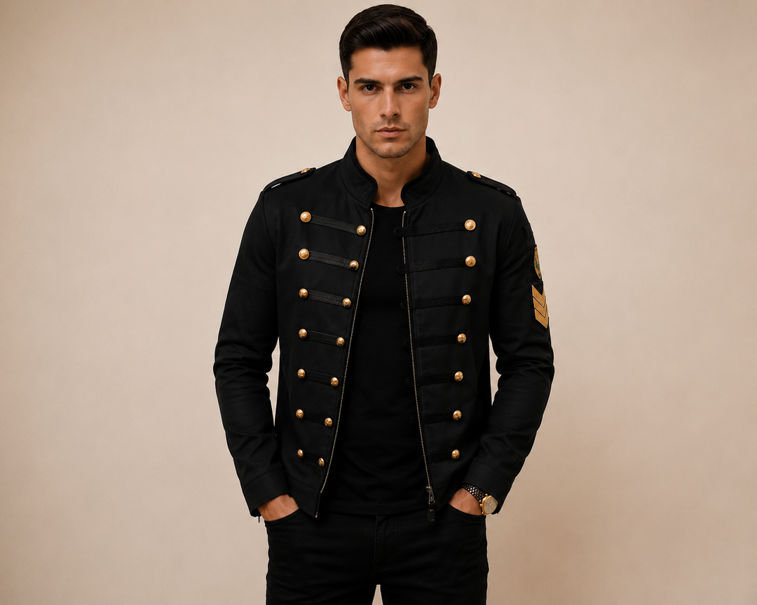 Men's Stand Collar Military Style Jacket