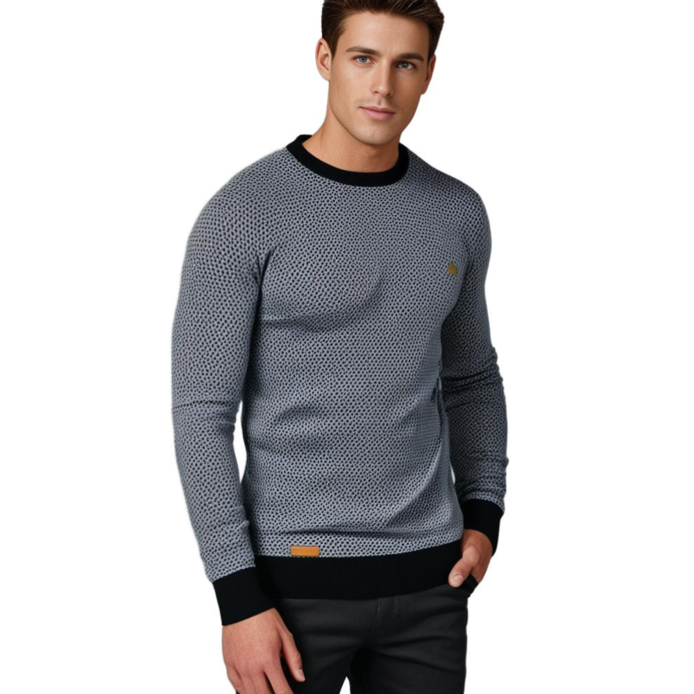 Men's Contrast-Rib Crew Neck Jumper