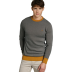 Men's Contrast-Rib Crew Neck Jumper