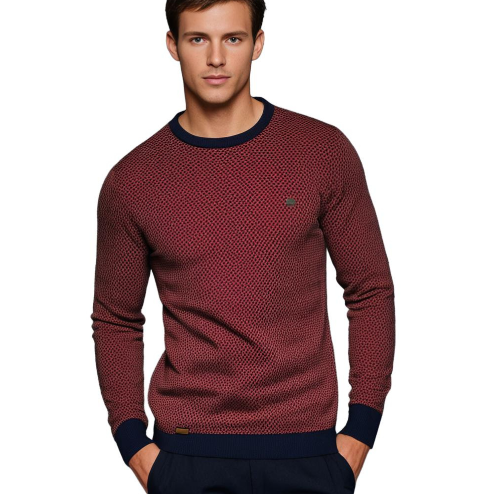 Men's Contrast-Rib Crew Neck Jumper