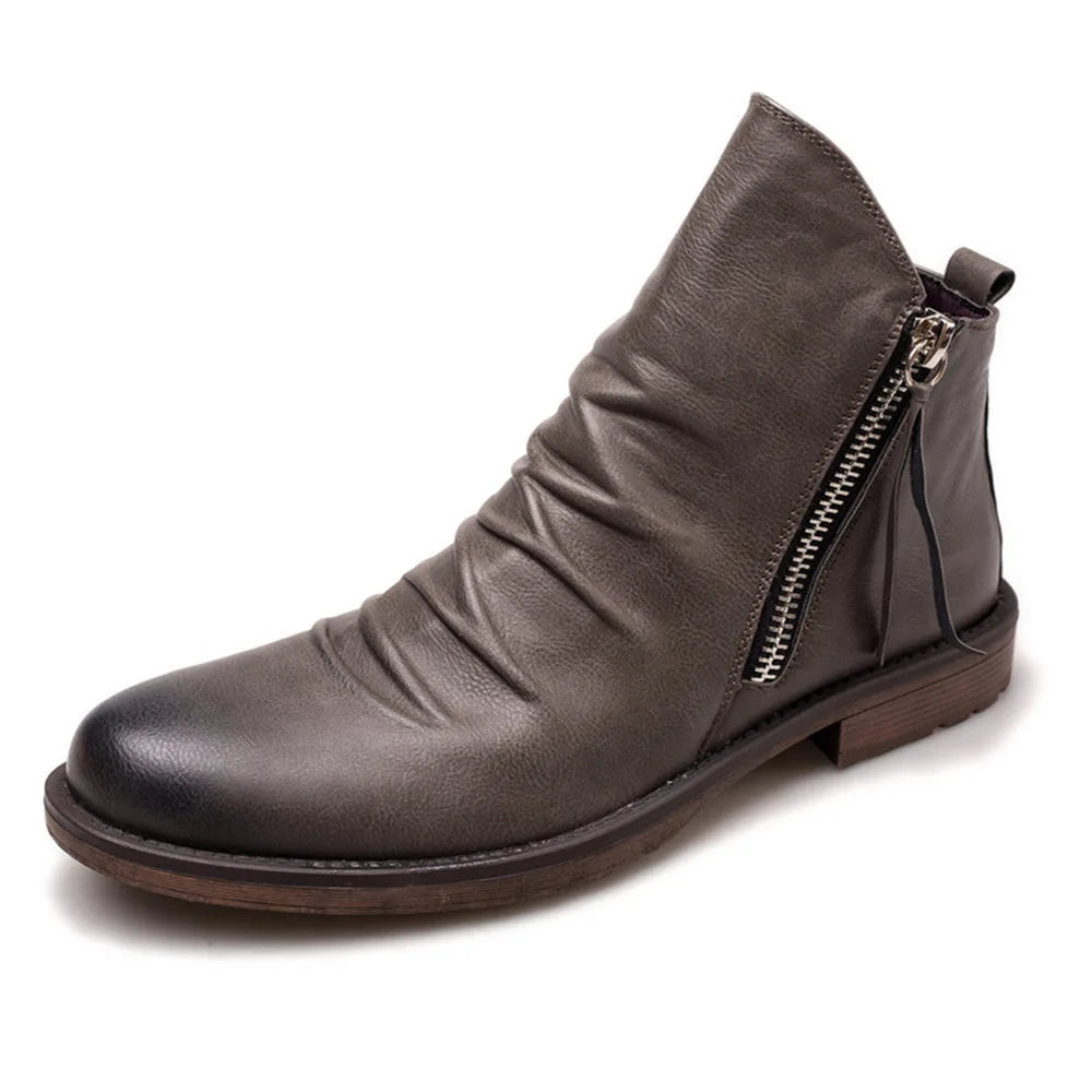 Men's Side Zip Leather Chelsea Boots