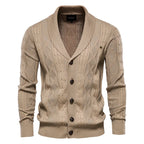 Men's Cable Knit Shawl Collar Cardigan