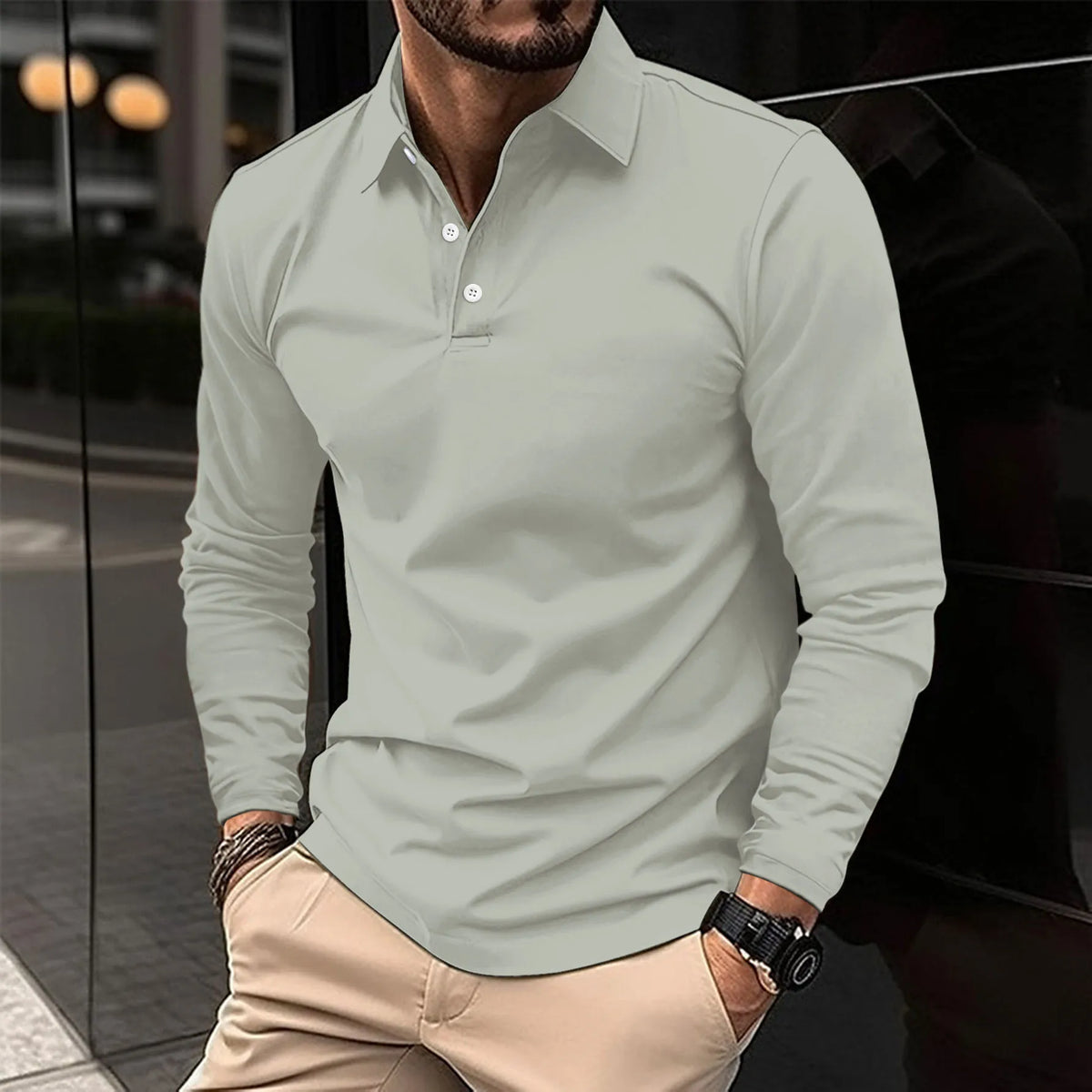 Men's Tailored Long Sleeve Polo