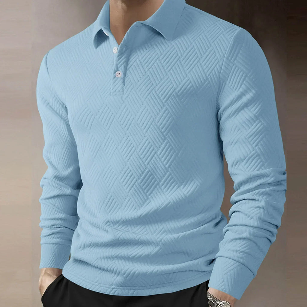 Men's Long Sleeve Textured Knit Polo