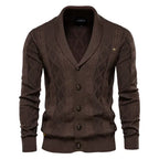 Men's Cable Knit Shawl Collar Cardigan