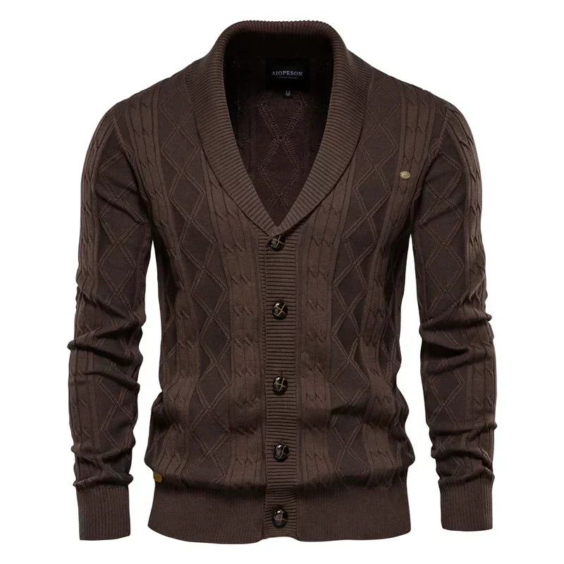 Men's Cable Knit Shawl Collar Cardigan