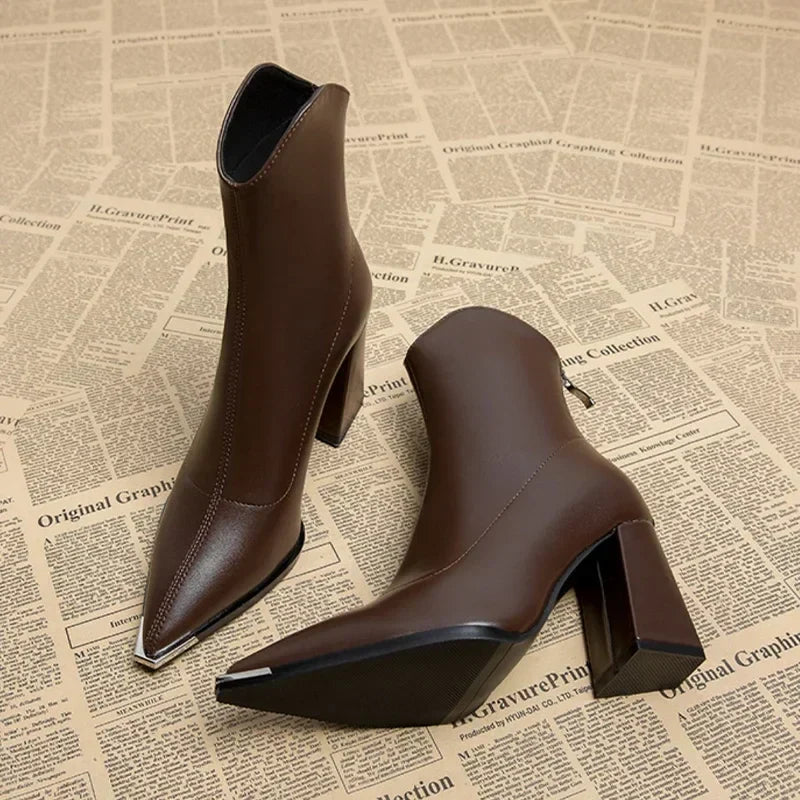 Women's Block Heel Pointed-Toe Boots