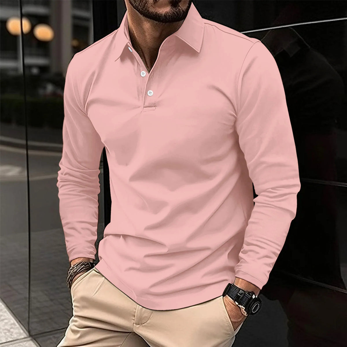 Men's Tailored Long Sleeve Polo