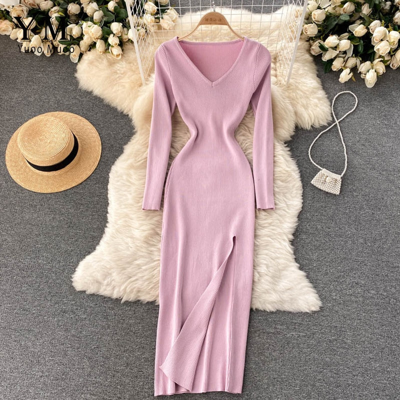 Women's Ribbed Knit Maxi Dress