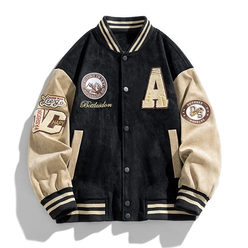 Men's Relaxed Embroidered Varsity Jacket