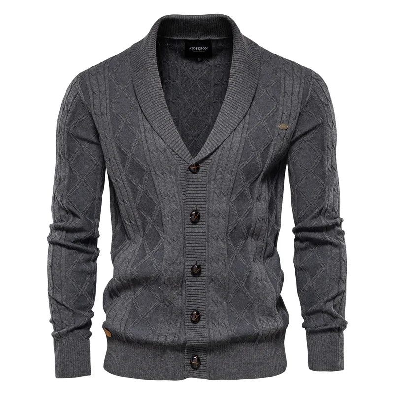 Men's Cable Knit Shawl Collar Cardigan