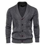 Men's Cable Knit Shawl Collar Cardigan