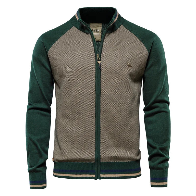 Men's Ribbed Stand Collar Cardigan