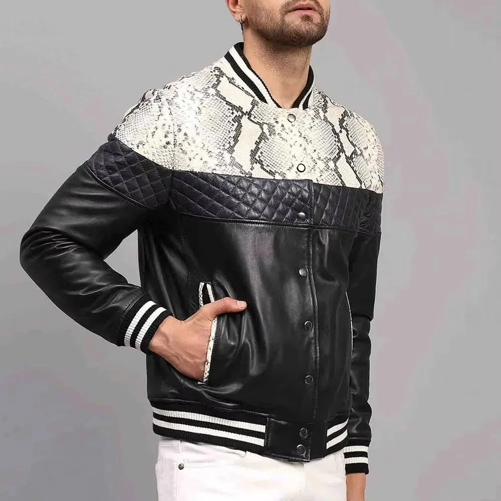 Men's Slim Fit Leather Bomber