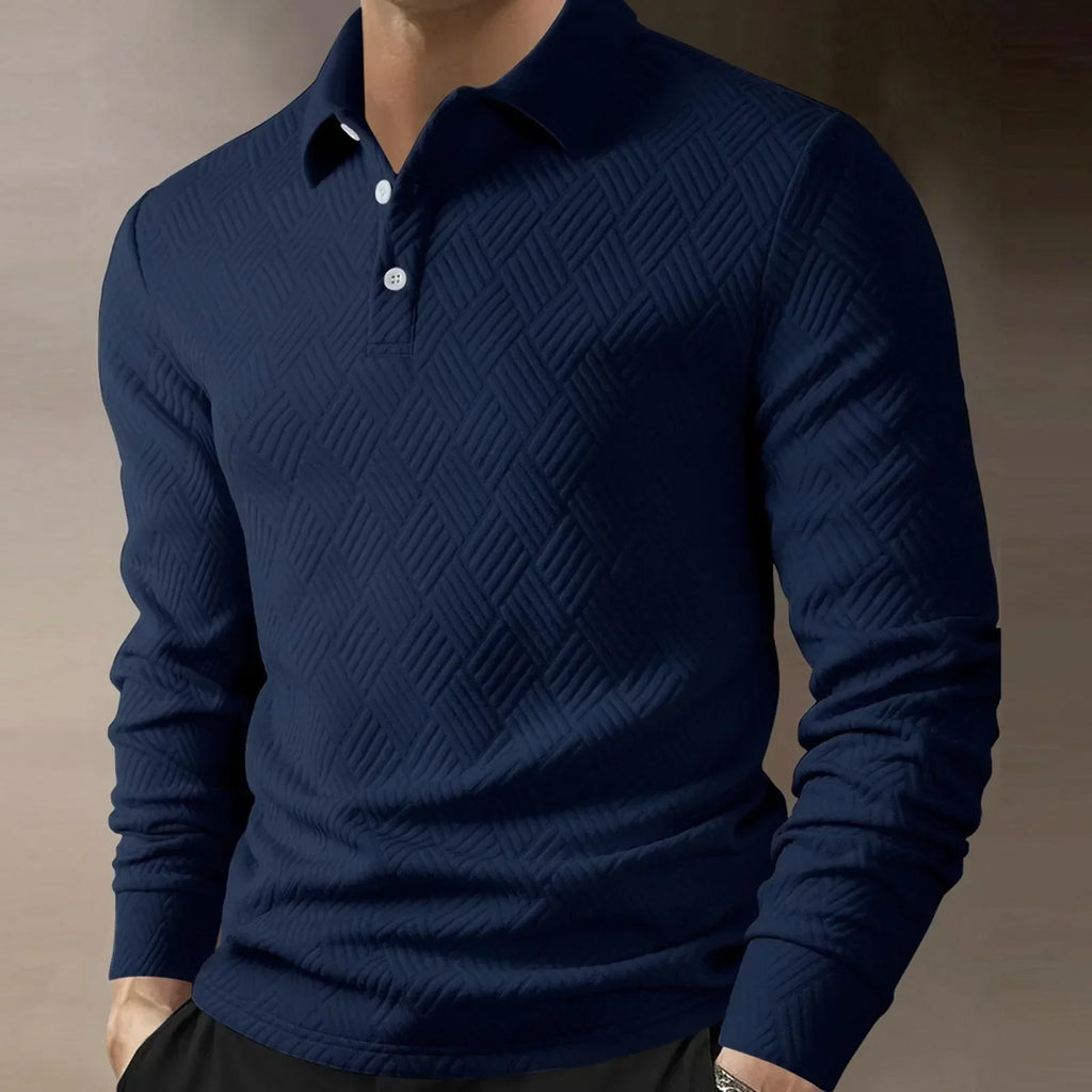 Men's Long Sleeve Textured Knit Polo