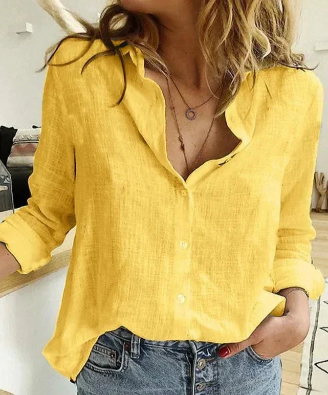 Women's Bird Print Long-Sleeve Blouse