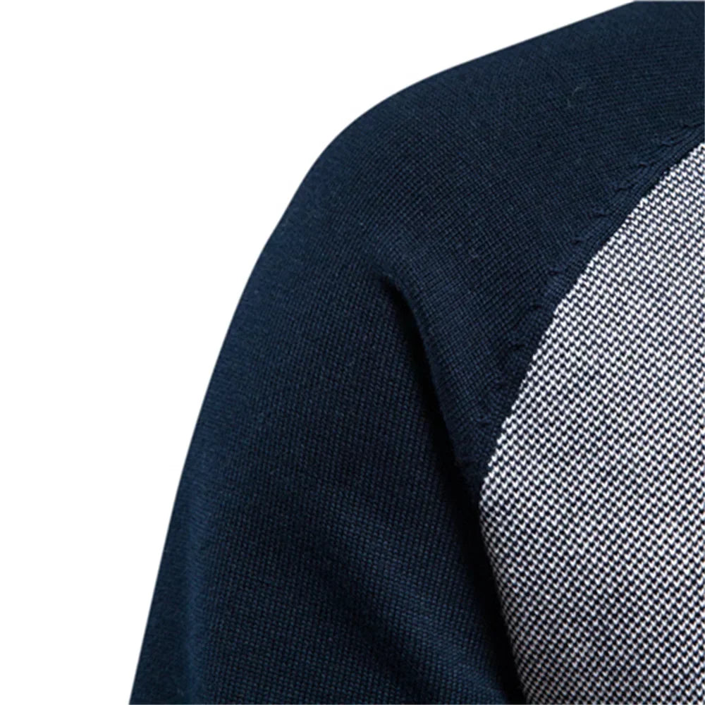 Men's Ribbed Stand Collar Cardigan