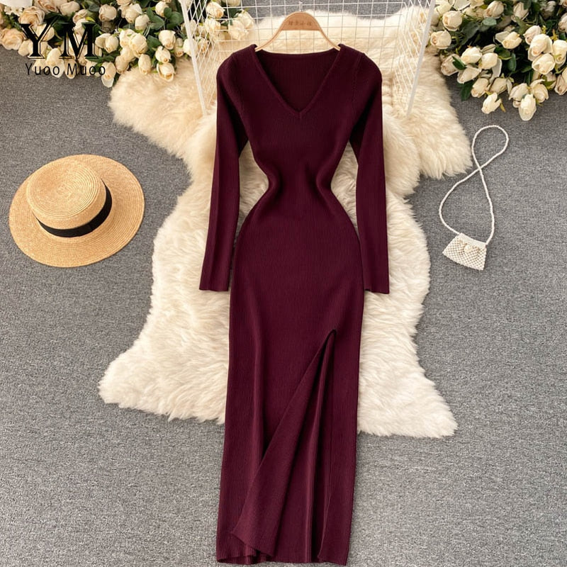 Women's Ribbed Knit Maxi Dress