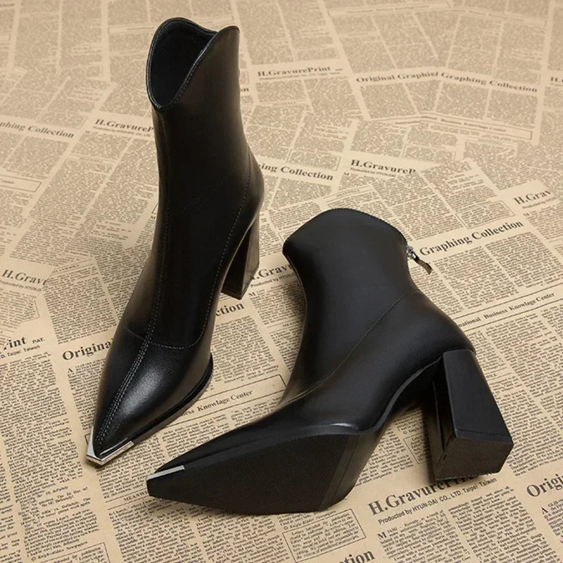 Women's Block Heel Pointed-Toe Boots