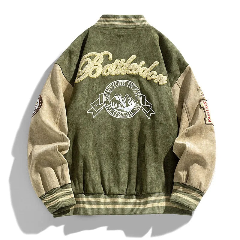 Men's Relaxed Embroidered Varsity Jacket