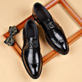 Men's Buckle Leather Monk Shoes