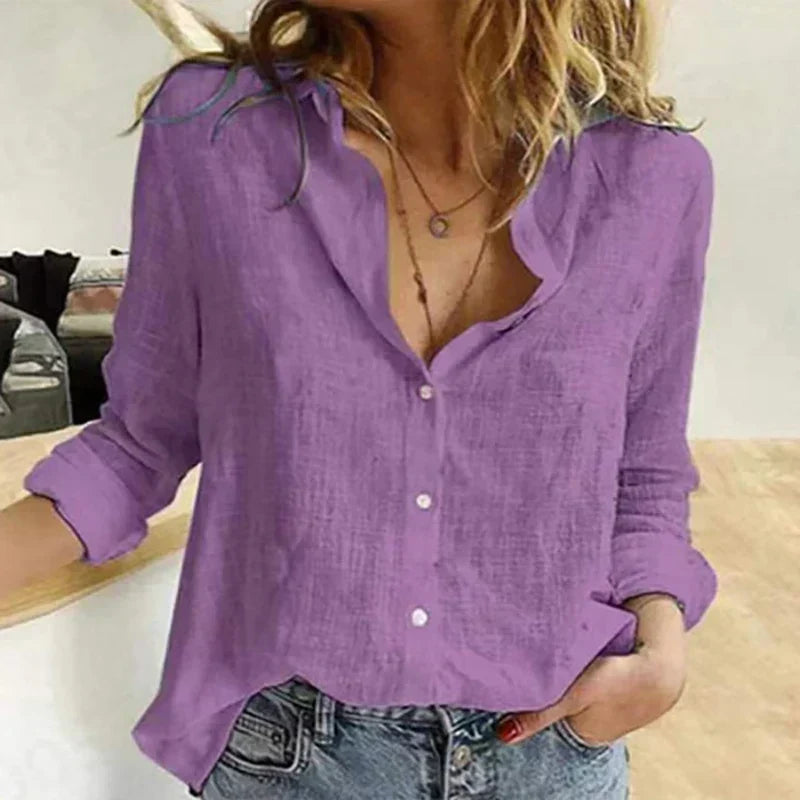 Women's Bird Print Long-Sleeve Blouse