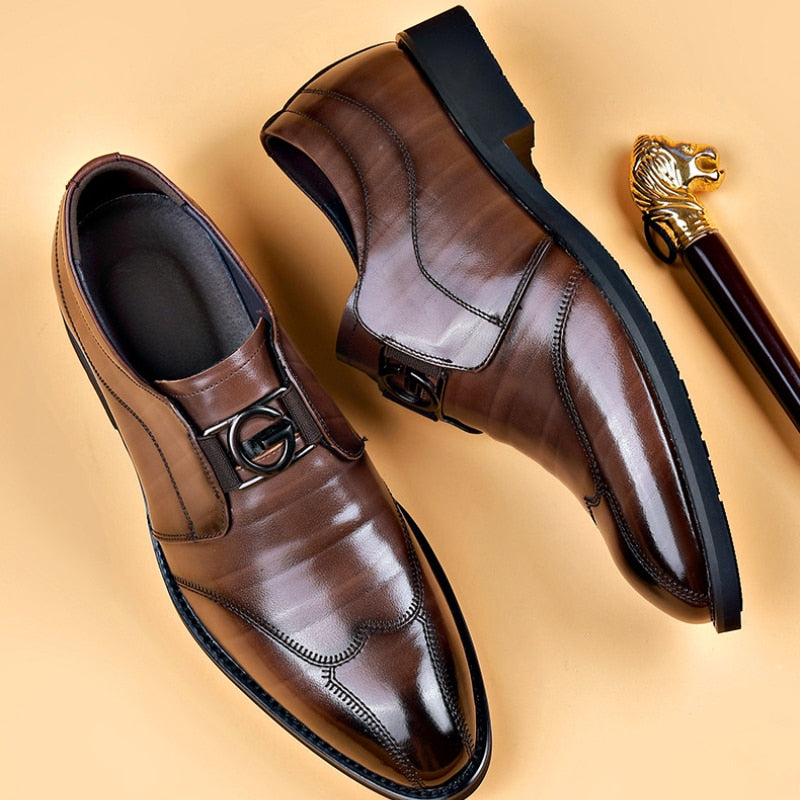 Men's Buckle Leather Monk Shoes