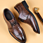 Men's Buckle Leather Monk Shoes
